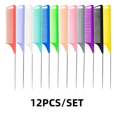 5PCS/12PCS Candy Color Hair Styling Pointy Tail Comb for Wig