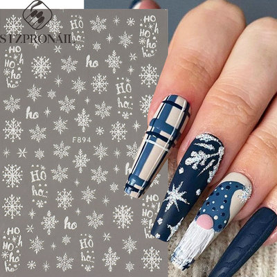 Nail Stickers Christmas Nail Stickers White With Fine Glitte