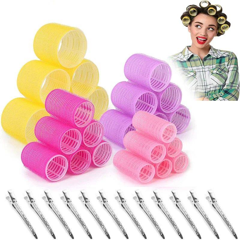 6pcs Self-Grip Hair Rollers Heatless Hair Curlers No Heat Ha
