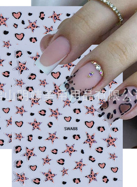 Leopard Manicure Sticker Leopard Star Love Hibiscus Flower Y