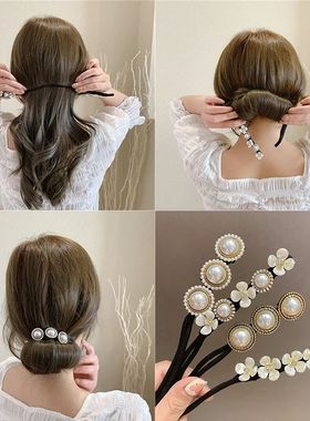 Magic Elegant Pearl Flower Bun Maker Lazy Hair Curlers Styli