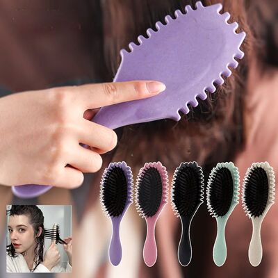 Curl Define Styling Brush Boar Bristle Detangling Hair Brush