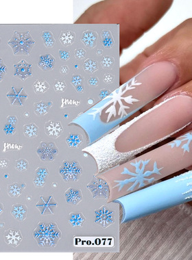 Embossed Snowflake Henna Sticker Christmas Winter Blue Snowf