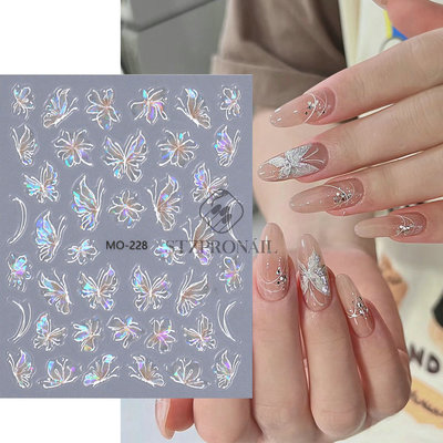 Nail Stickers Aurora Magic Shell Streamer Pink Purple Butter