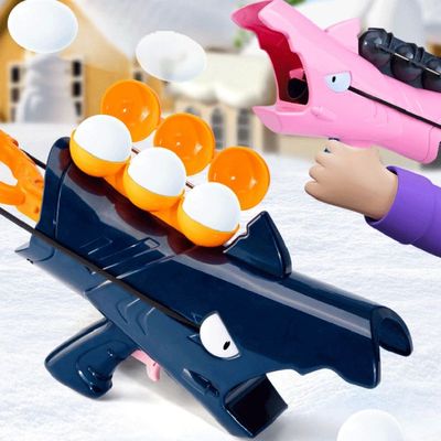 Shark Snowball Launcher Gun Toy Kid Clamp Snow Ball Grasping