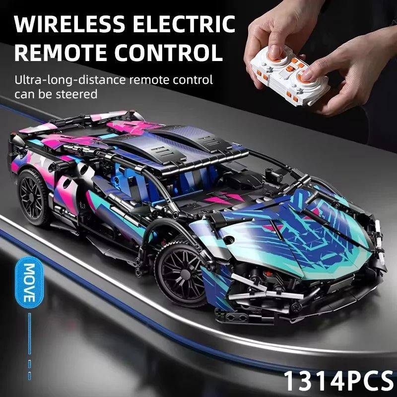 Technical Racing Sport Car 1280Pcs Model Building Blocks Cit - 实物图