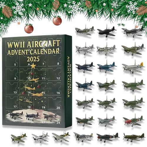 WWII Aircraft Advent Calendar with 24 2D Acrylic Unique Mini