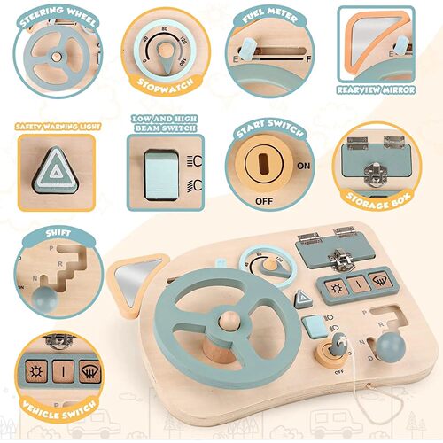 Montessori Toy Steering Wheel Wooden Busy Board Wooden Senso
