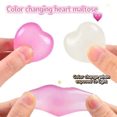 1Pc Changing Color Heart Squeeze Toy Sequins Love Fidget Toy