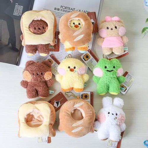 Cartoon Kawaii Bread Bear Plush Toy Keychain Pendant Creativ