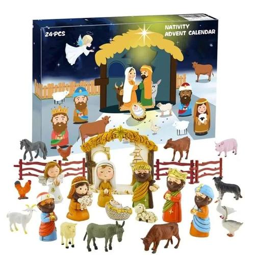 Nativity Scene Advent Calendar New Resin Christmas Countdown