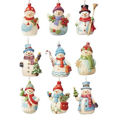 9pcs Wood Christmas Tree Decorations Ornaments 8cm Santa Cla