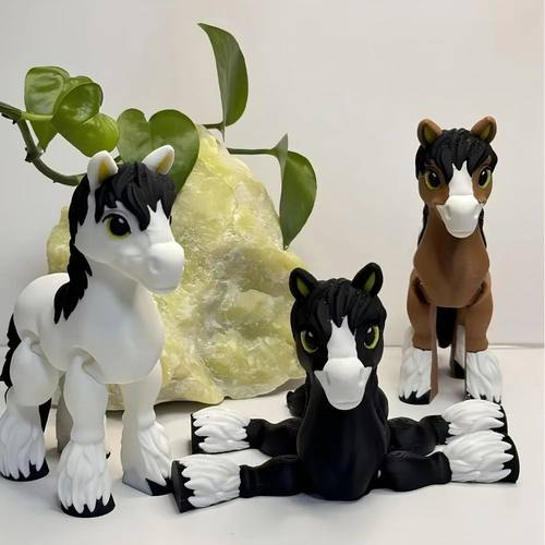 3D Printed Horse Pony Model Flexible Animals Toy Statue Mova