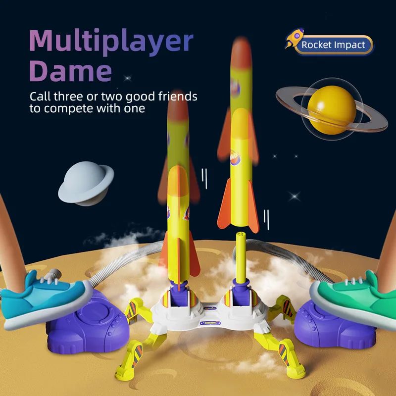 Dual Rocket Launcher Toy for Children Jump Pump Launching Ev