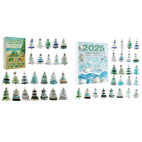 Sea Glass Christmas Tree Advent Calendar with 24 Mini Christ