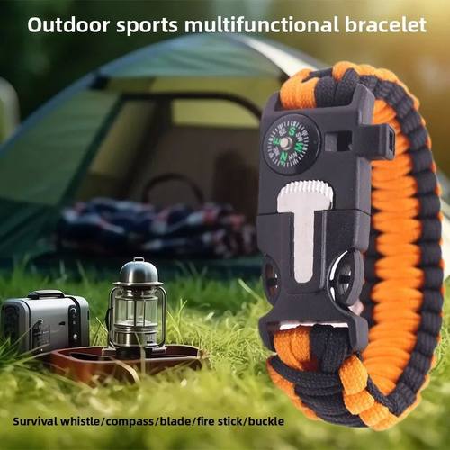 Survival Bracelet with Fire Starter Compass 5-in-1 Multi-Too