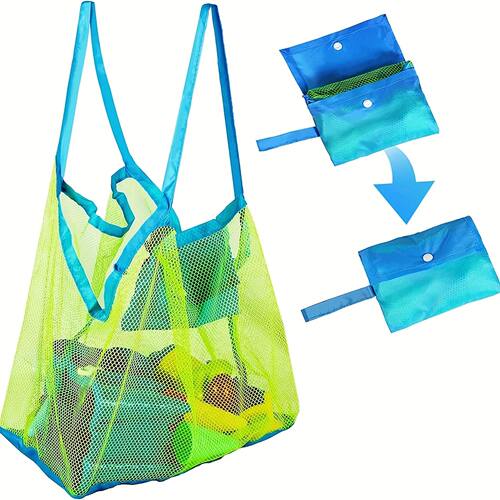 Youngsters' Large Mesh Beach Toy Bag with Blue and Green Sid