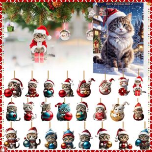 Christmas Advent Calendar 24 Days Countdown Cute Cat Blind B