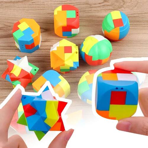 3D Puzzle Luban Lock Keychain Brain Teaser Game Magic Mini C