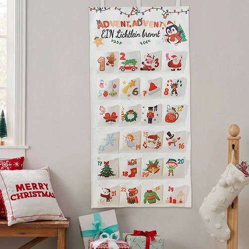 Fabric Christmas Advent Calendar Xmas Wall Decoration Reusab
