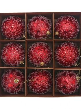 8Cm Christmas Ball Set Box Party Supplies Foam red Gold Sequ