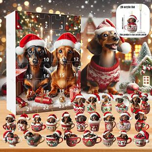 2D Dachshunds Advent Calendar Cat Pendant Ornament 24 Days C