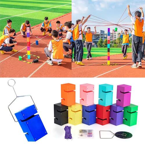 Team collaboration game Tower style building outdoor sports