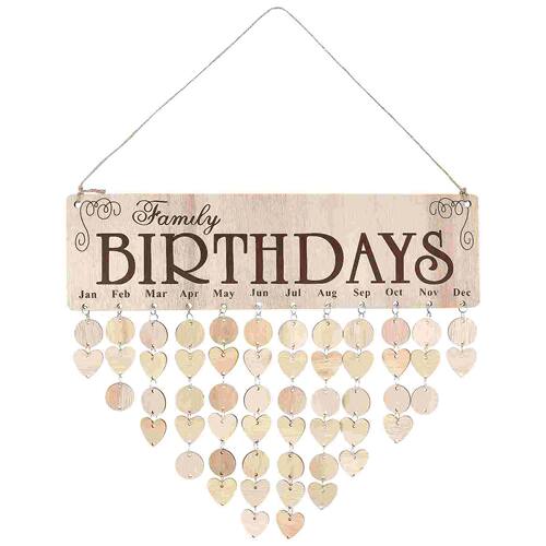 Calendar Birthday Wooden Family Board Hanging Wall Reminder