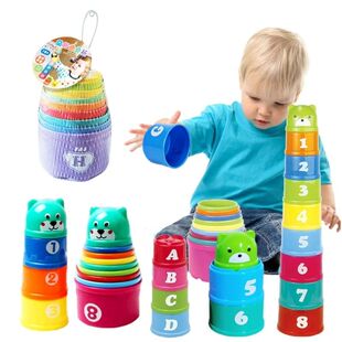 Kids Fun Number Letters Stacking Cup Baby Montessori Early E