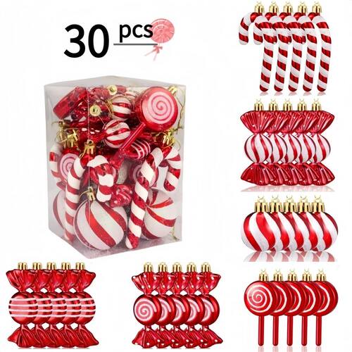 1 Set of 30Pcs 6-10cm Candy Lollipop Christmas Tree Ornament