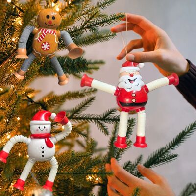 4PCS Christmas Extendable Santa Claus Snowman Pendants Home