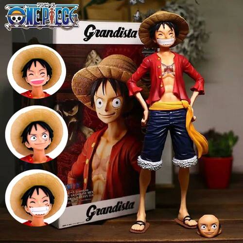 Hot 28cm Anime Figure Confident Smiley Luffy Three Form Face