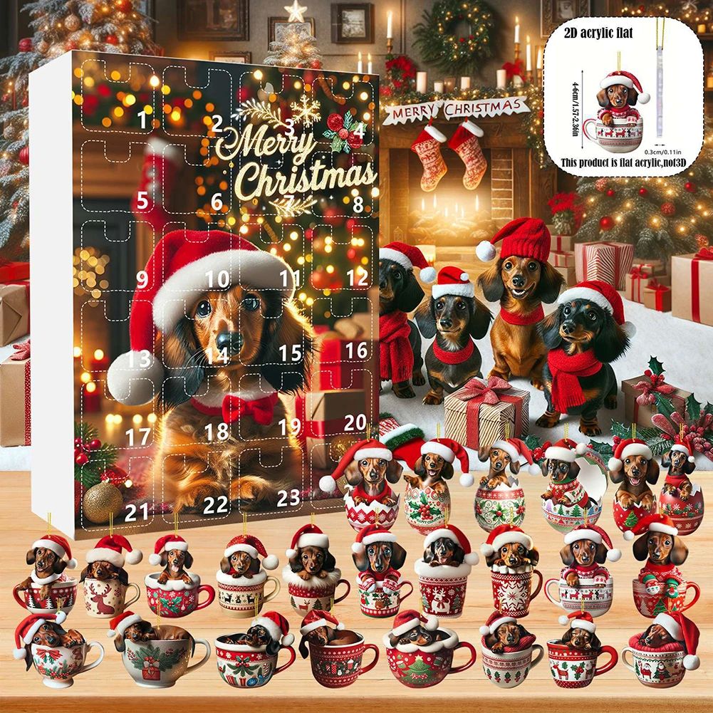 Dachshunds 24 Days Christmas Countdown Calendar With Funny D