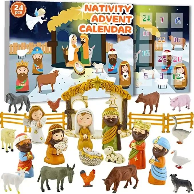 Nativity Scene Advent Calendar 24 Days New Year Countdown Ca
