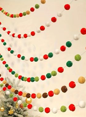 36-Ball Set 250cm Pre-Strung Pompom Garland Art Style No DIY