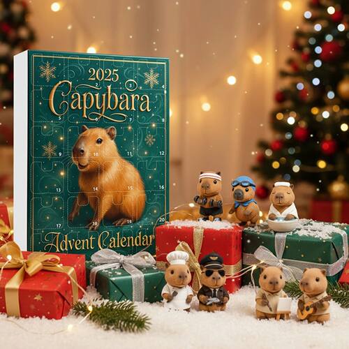 Capybara 24 Days Christmas Countdown Calendar with 24 2D Fla
