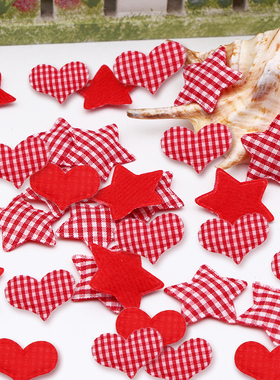 50 PCS Red Scottish Checked Fabric Christmas star party