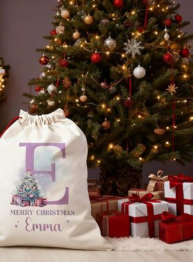 Personalized Name Merry Christmas Large Gift Bag Santa Claus