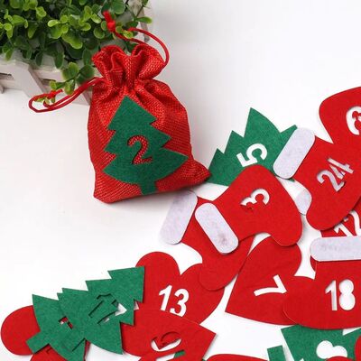 Merry Christmas Advent Calendar 24 Number Felt Countdown Cal