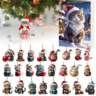 Cat Countdown Calendar 24 Day Christmas Advent Calendar Chri