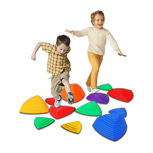 12Pc Rainbow Color Stepping Stones Non-Slip Balance Stones T