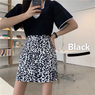 ins超火 大码 韩版 复古豹纹半身裙夏新款 短裙胖mm显瘦包臀裙 女装