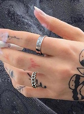 纯银戒指男士韩版简约潮男嘻哈