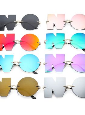 1PC Unisex Mirror Rimless Sunglasses Vintage Fashion Letter