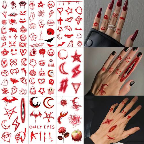 10 Sheets Mini Tattoos Halloween Small Tattoos Bad Fun Dress