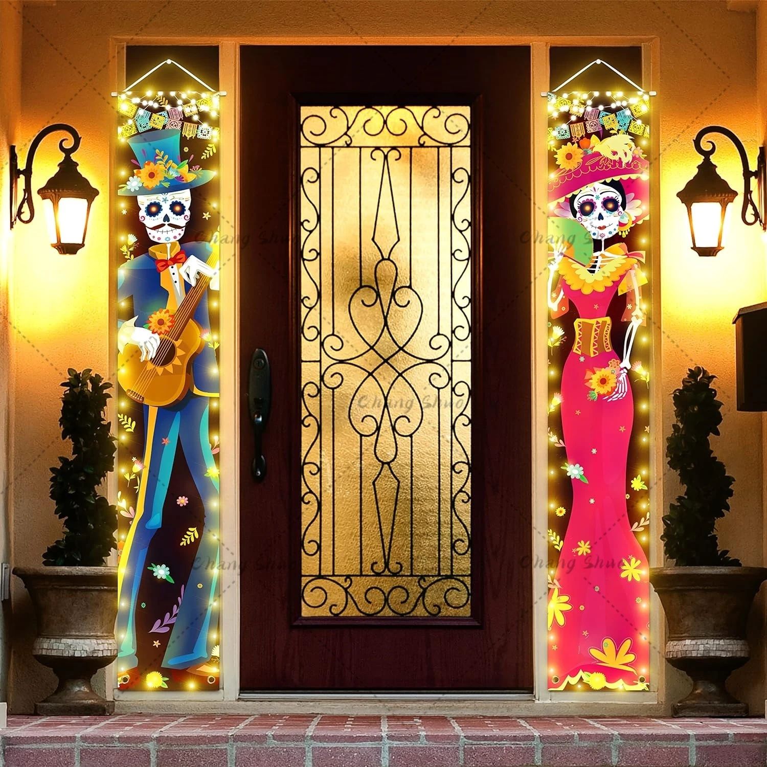 Halloween Glowing Porch Indoor Day Of The Dead Couplet Decor
