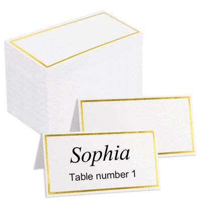 10-50pcs Gold Bronzing Name Place Cards Wedding Seating Numb
