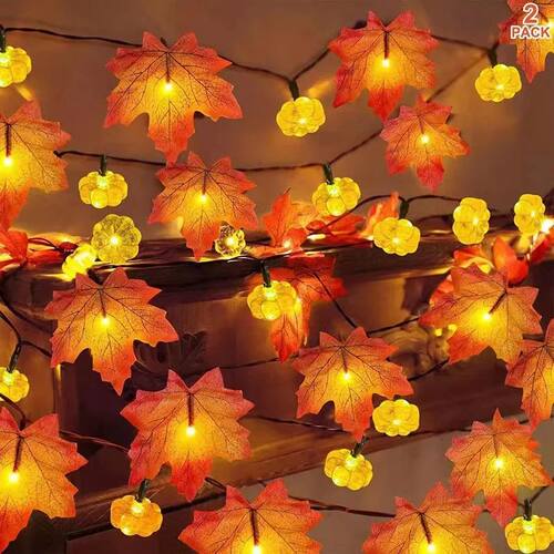 Halloween LED Light String Artificial Maple Pumpkin Garland
