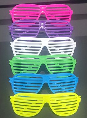12pcs/Set Neon Color Shutter Glasses 80s 90s Party Favors Ey