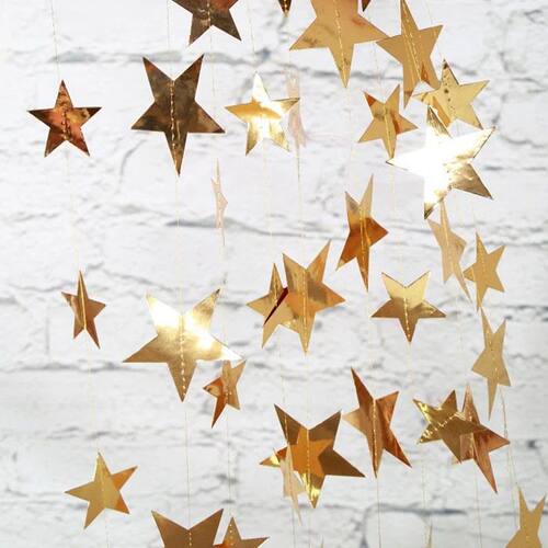 4M Bright Gold Silver Paper Garland Star String Banners Wedd